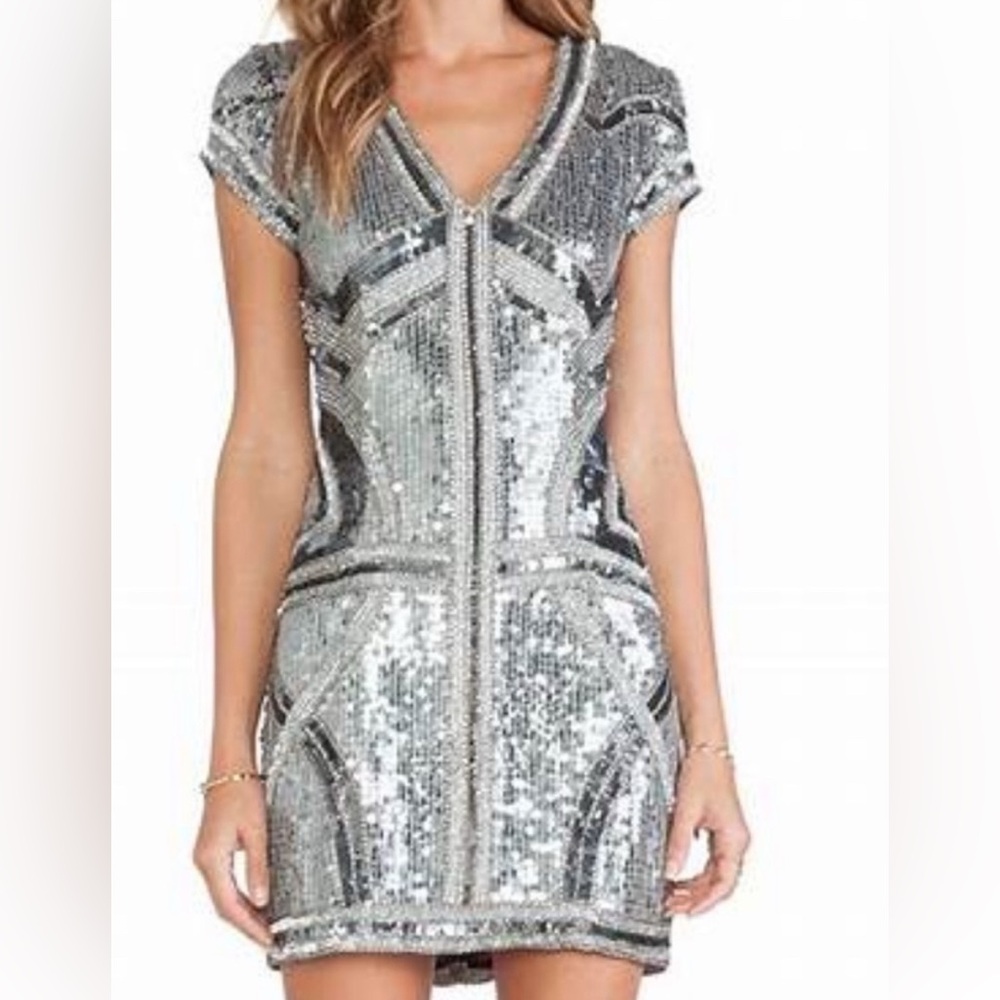 Parker Sequin Silver Dress